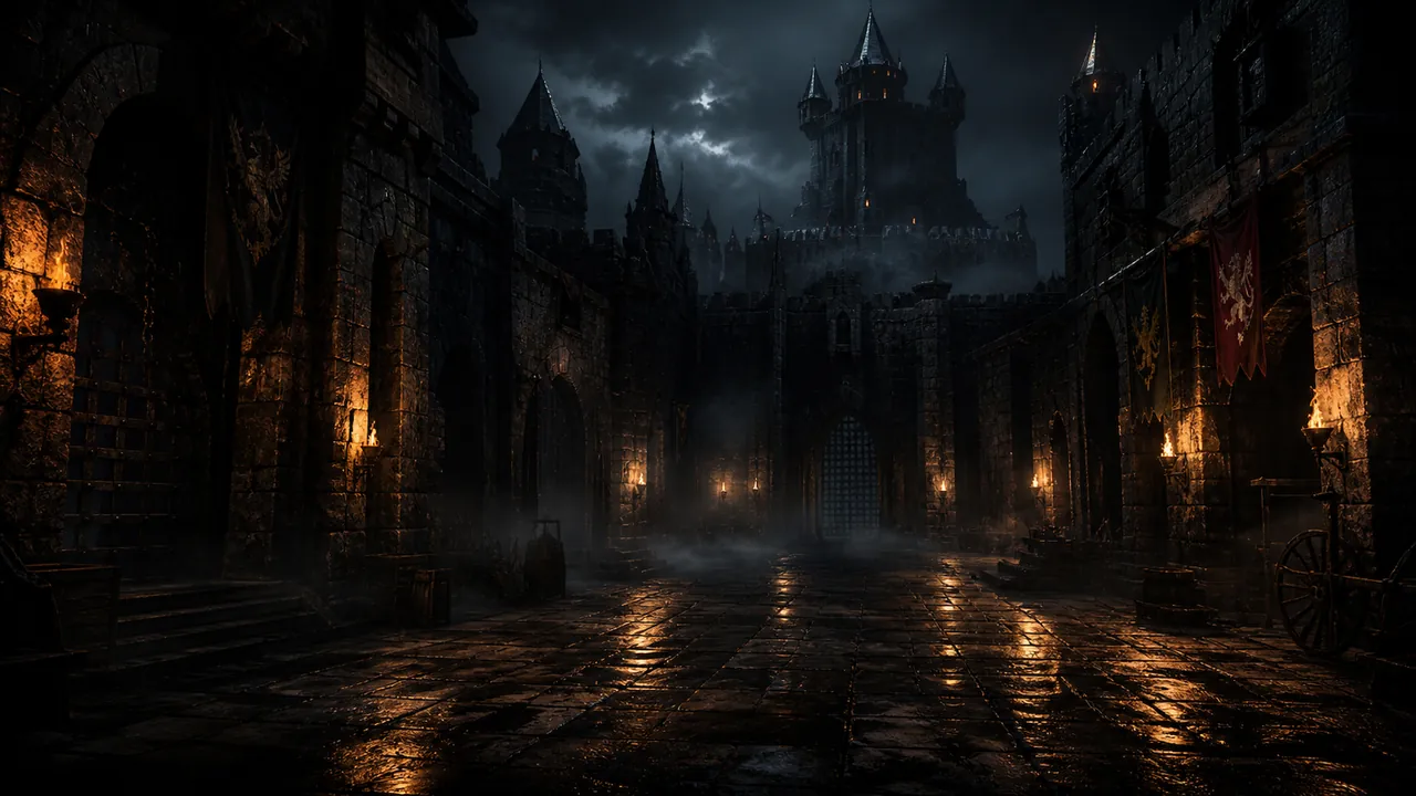 Un castillo medieval al atardecer, portada del juego Medieval Castle